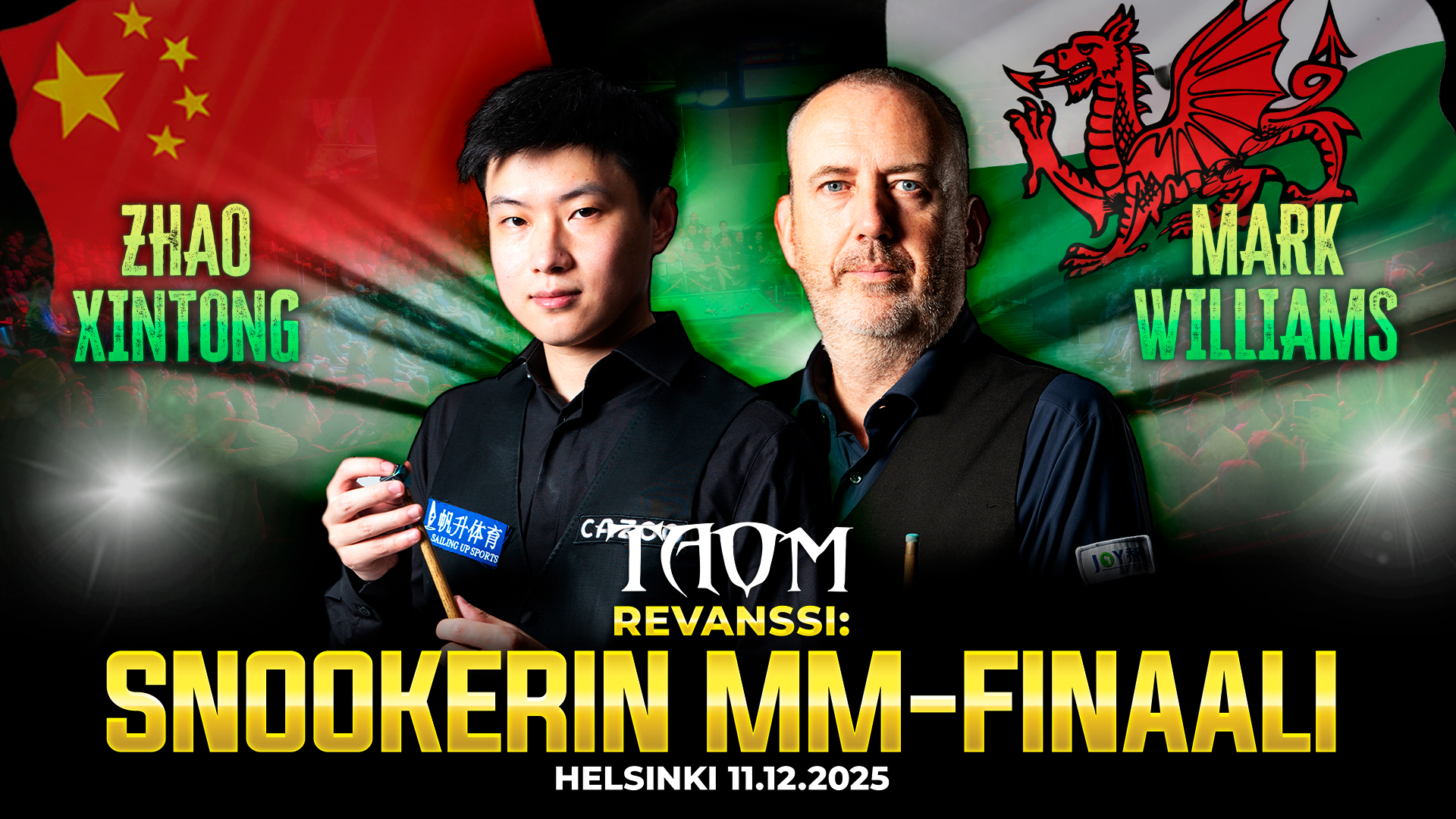 Revanssi: Snookerin MM-finaali 11.12. Helsingin Kulttuuritalo