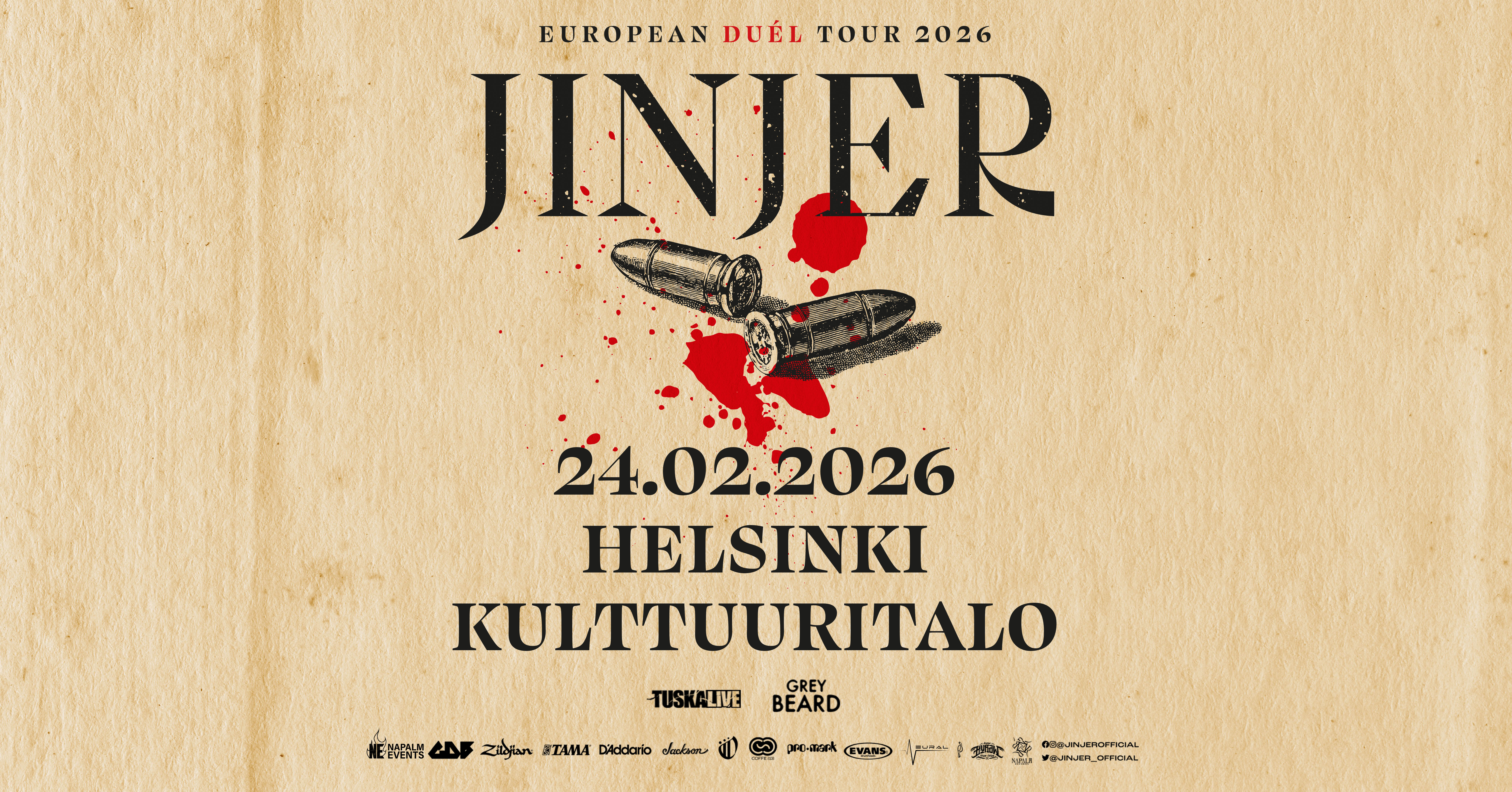Jinjer Helsingin Kulttuuritalolla tiistaina 24.2.2026.