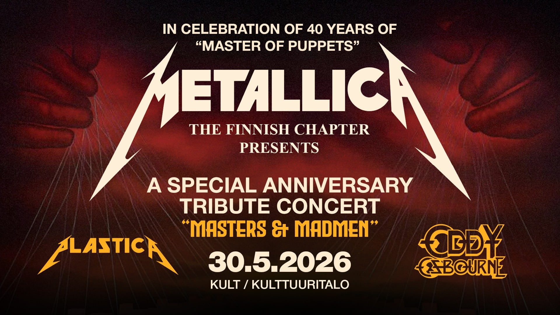 Kulttuuritalolla Master Of Puppets -tribuutti-ilta, jonka teemana on Ozzy Osbournen ja Metallican vuoden 1986 yhteiskiertue!