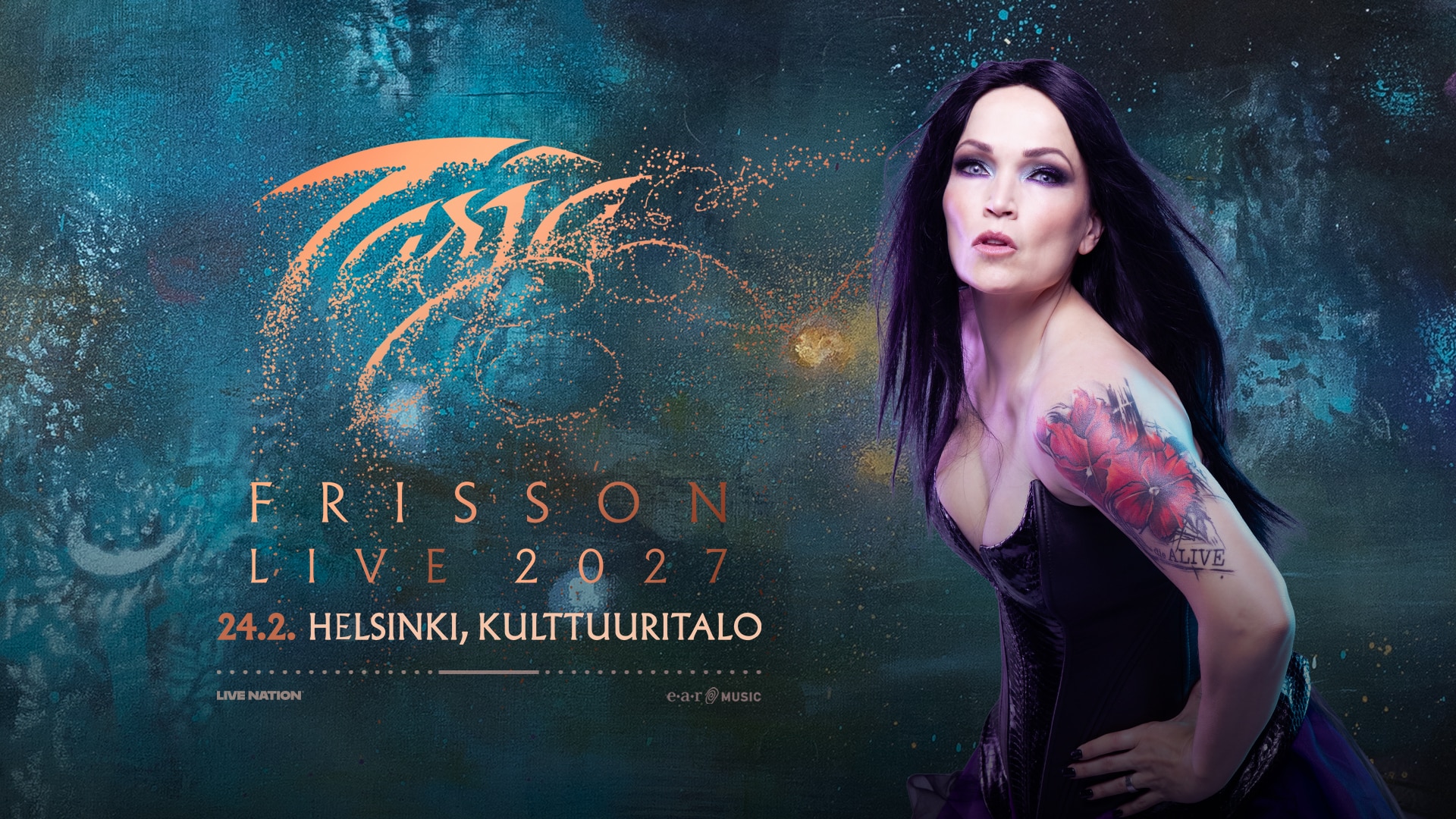 Kansainvälisesti menestyneimpiin suomalaisartisteihin lukeutuva Tarja Turunen palaa Suomen konserttilavoille helmikuussa 2027 uudella Frisson Live 2027 -kiertueellaan.