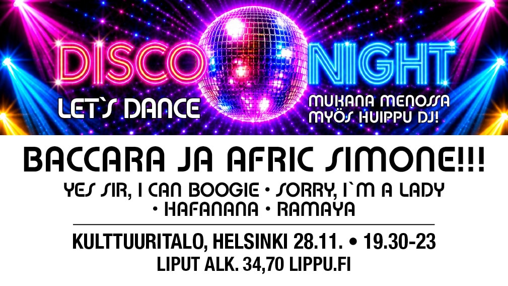 Disco Night Kulttuuritalolla 28.11.2026